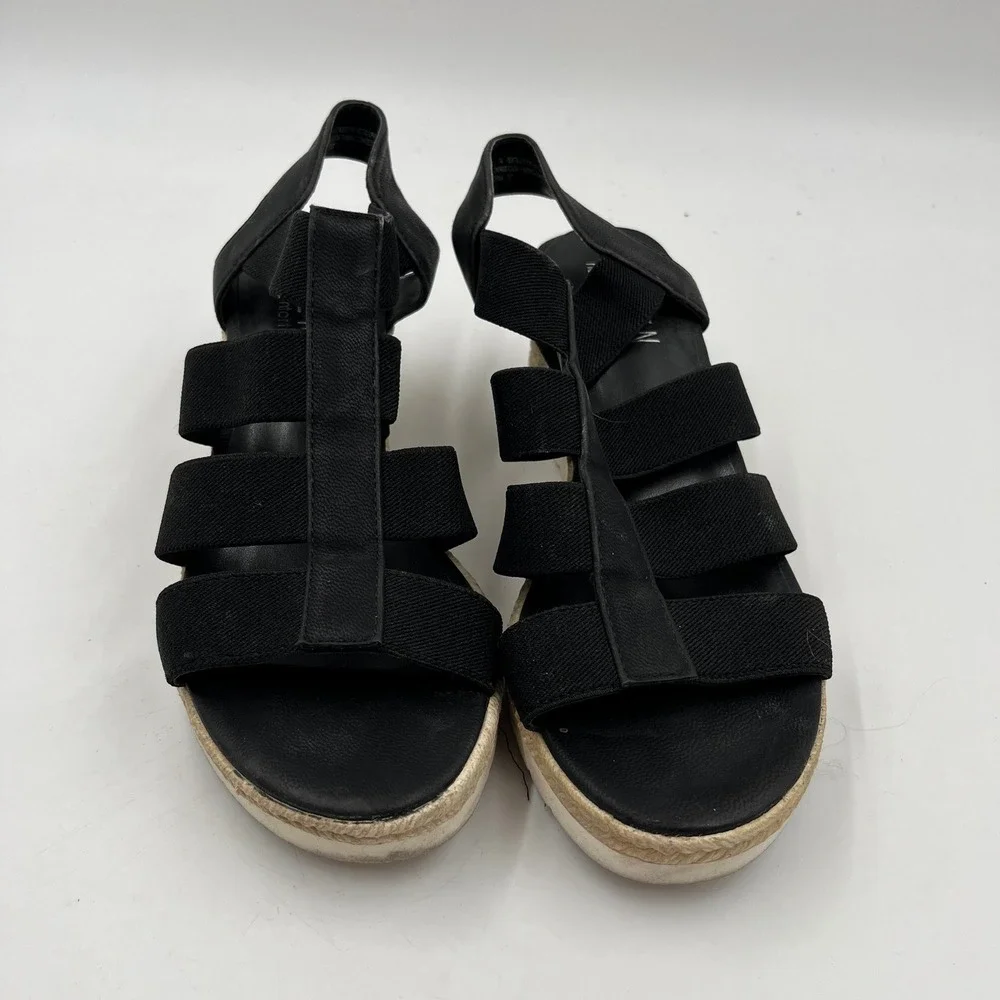 STEVEN‎ Women's Natural Comfort Black Elastic Strappy Wedge Sandals - Size 7